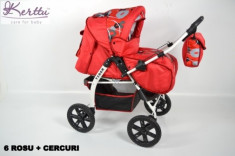 Carucior multifunctional Tiger 6 (Rosu cu Cercuri) Kerttu foto