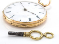 ceas de buzunar aur 18k francez cu cheie anul 1900 superba... foto