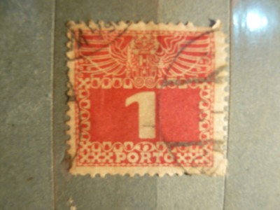 Timbru Porto 1 haler carmin 1908 Austria , stamp. foto