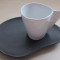 Set cesti cafea LA REDOUTE, moderne, gri + alb, ceramica, noi la cutie - DEOSEBITE!!!