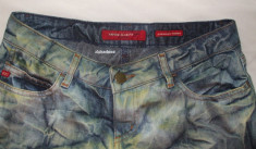 Blue jeans blugi bootcut creti sifonati denim efect murdar(patat) talie joasa mar.w27 model rar foto