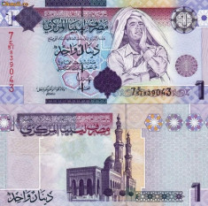 LIBIA 1 dinar 2009 - seria 7 UNC!!! foto