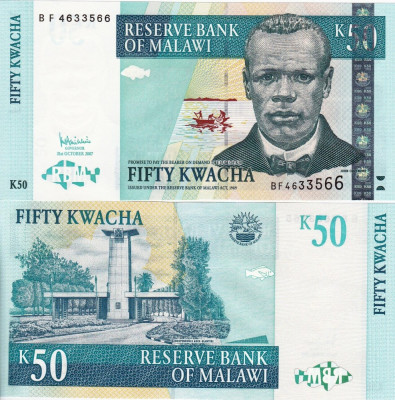 MALAWI 50 kwacha 2007 UNC!!! foto