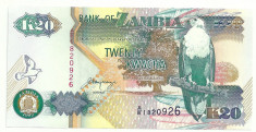 ZAMBIA 20 KWACHA 1992 UNC [1] P-36b ,semnatura 11 foto