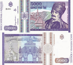 ROMANIA 5.000 lei 1993 UNC!!! foto