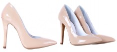 Pantofi Stiletto Crem Nude de lac IEFTINI foto