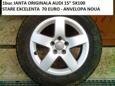 1BUC JANTA ORIGINALA AUDI A3 15 5X100 STARE PERFECTA foto