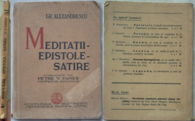 Gr. Alexandrescu , Meditatii - epistole - satire , editia Petre V. Hanes , 1934 foto