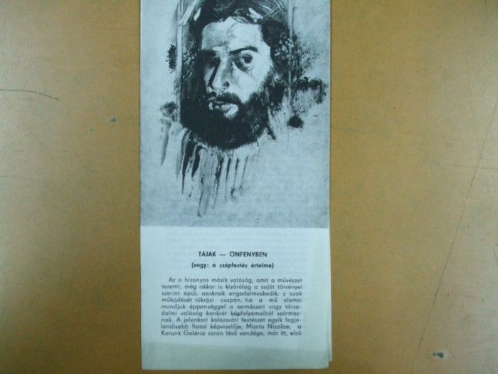 Catalog expozitie Maniu Nicolae pictura Korunk Cluj Napoca 1979 Tajak onfenyben cuprinde lista completa exponate