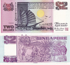 SINGAPORE 2 dollars ND 1992 UNC!!! foto