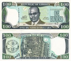 LIBERIA 100 dollars 2011 UNC!!! foto