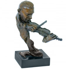 VIOLONIST - STATUETA DIN BRONZ PE SOCLU DIN MARMURA foto