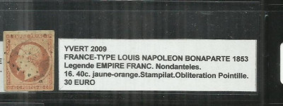FRANCE - TYPE LOUIS NAPOLEON BONAPARTE1853 - 16, 40c. foto