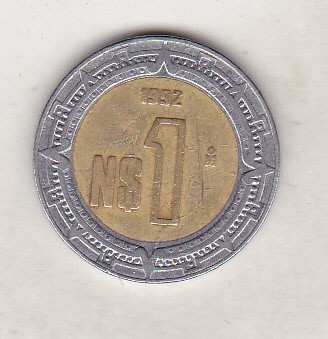 bnk mnd Mexic 1 pesos 1992 bimetal