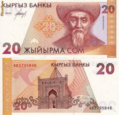 KYRGYZSTAN 20 som 1994 UNC!!! foto