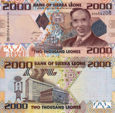 SIERRA LEONE 2.000 leones 2010 UNC!!! foto