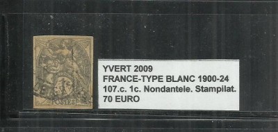 FRANCE - TYPE BLANC 1900-24 - 107c. 1c. foto