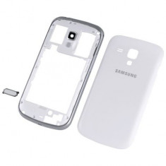 Carcasa Samsung S7562 Galaxy S Duos 3 piese alba Originala NOUA (mijloc / miez / corp, buton meniu / home si capac baterie / spate ) foto