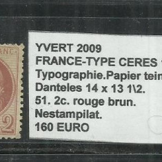 FRANCE - TYPE CERES 1870 - 14X13 1\2. 51. 2c.