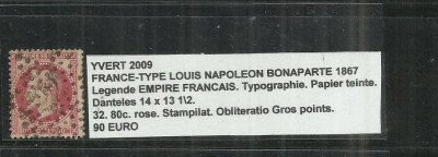 FRANCE - TYPE LOUIS NAPOLEON BONAPARTE1867 - 32. 80c. foto