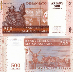 MADAGASCAR 500 ariary (2.500 francs) 2004 UNC!!! foto