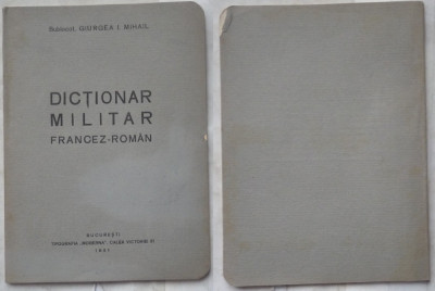 Sublocot. Giurgea I. Mihail , Dictionar militar francez - roman , 1931 foto