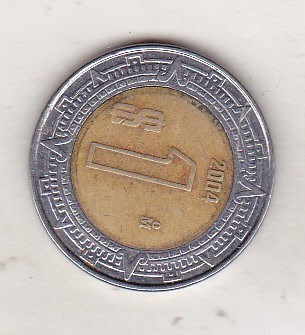 bnk mnd Mexic 1 pesos 2004 bimetal foto