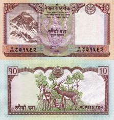 NEPAL 10 rupees ND 2010 UNC!!! foto