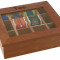 Cutie ceai din lemn cu 12 compartimente, culoare inchisa