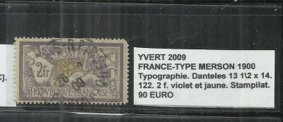 FRANCE - TYPE MOUCHON 1900 - 122 2f. foto