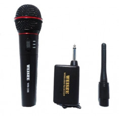 MICROFON WIRELESS KARAOKE + CABLU 3 M + BATERII PROFESIONAL DJ - Microfoane FARA FIR pentru KARAOKE, NUNTI, PETRECERI - COD 13001 - foto