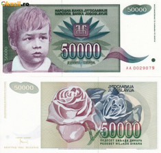 IUGOSLAVIA 50.000 dinara 1992 UNC!!! foto