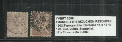 FRANCE - TYPE MOUCHON RETOUCHE 1902 - 128. 30C. foto