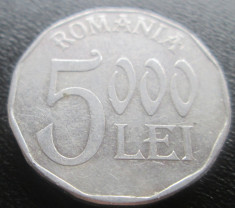 (1220) ROMANIA 5000 LEI 2003 ALUMINIU foto