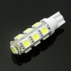 LED auto cu 13 SMD 5050 alb rece T10 W5W pozitie plafoniera portbagaj numar foto