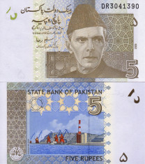PAKISTAN 5 rupees 2009 UNC!!! foto