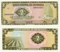 NICARAGUA 2 cordobas 1972 UNC!!! foto