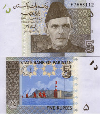 PAKISTAN 5 rupees 2008 UNC!!! foto