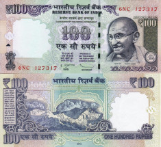 INDIA 100 rupees 2012 UNC!!! foto