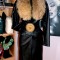 OFERTA! Haina geaca trench piele naturala si guler voluminos blana naturala vulpe