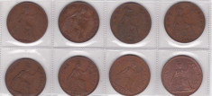 Anglia, lot 1 penny 8 buc ani diferiti foto