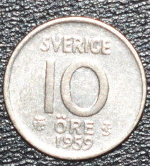 (1236) SUEDIA 10 ORE 1959 MONEDA DIN ARGINT !!! FOARTE FRUMOASA !!! foto