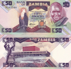 ZAMBIA 50 kwacha 1986-88 UNC!!! foto