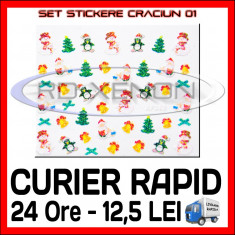 SET STICKERE MOTIVE CRACIUN XF382 - DECORATIUNI UNGHII NAIL ART - MANICHIURA UNGHII FALSE GEL UV - PRET MINIM, CALITATE GARANTATA foto