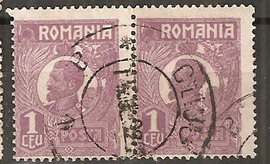 TIMBRE 104n, ROMANIA, 1920, FERDINAND BUST MIC, 1 LEU, EROARE, CADRU INTRERUPT LATURA DREAPTA, RARITATE, MARCA ATIPICA, ERORI, ECV, ATIPICE, RARITATI foto