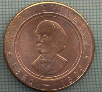 ATAM2001 MEDALIE 668 - MIHAI EMINESCU -1850-1889 -CENTENAR - BRAILA - ROMANIA -1889-1989- DUNAREA - LUCEAFARUL - plus cutie - starea care se vede foto