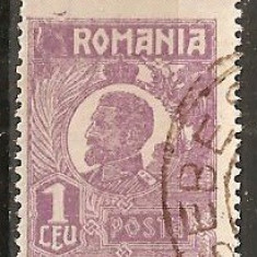 TIMBRE 104k, ROMANIA, 1920, FERDINAND BUST MIC, 1 LEU, EROARE, CADRU INTRERUPT SUS - STANGA, RARITATE, MARCA ATIPICA, ERORI, ECV, ATIPICE, RARITATI