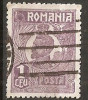 TIMBRE 104a7, ROMANIA, 1920, FERDINAND BUST MIC, 1 LEU, EROARE, INTRERUPERE A CADRULUI PE LATURA DE SUS - DREAPTA, EROARE MAJORA, RARITETE, ECV.