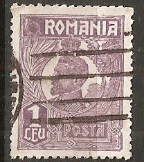 TIMBRE 104a7, ROMANIA, 1920, FERDINAND BUST MIC, 1 LEU, EROARE, INTRERUPERE A CADRULUI PE LATURA DE SUS - DREAPTA, EROARE MAJORA, RARITETE, ECV. foto