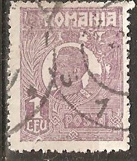 TIMBRE 104b3, ROMANIA, 1920, FERDINAND BUST MIC, 1 LEU, EROARE, INTRAND IN INTERIORUL CADRULUI PE LATURA DE JOS - STANGA, EROARE MAJORA, SPECTACULOASA foto